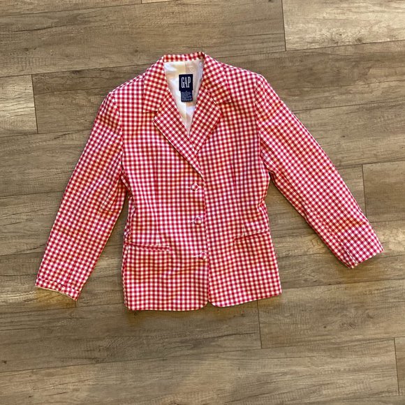 GAP Jackets & Coats Womens Gap Red And White Cotton Plaid Blazer Size 8 Poshmark